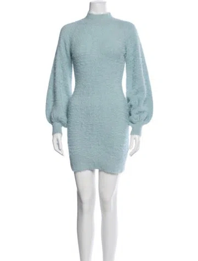 Pre-owned Bardot Mock Neck Mini Dress In Blue