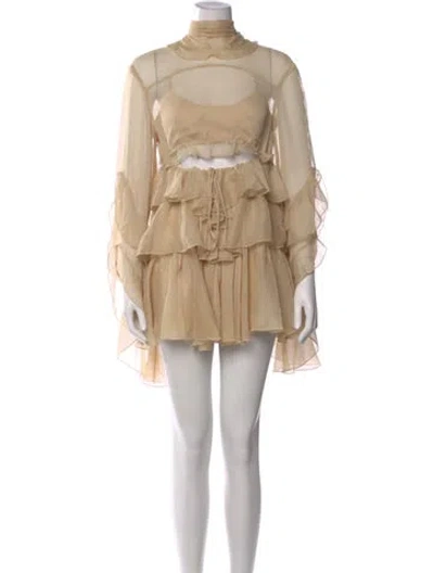Pre-owned Bardot Mock Neck Mini Dress In Neutral
