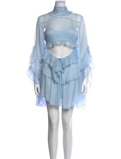 Pre-owned Bardot Mock Neck Mini Dress W/ Tags In Blue