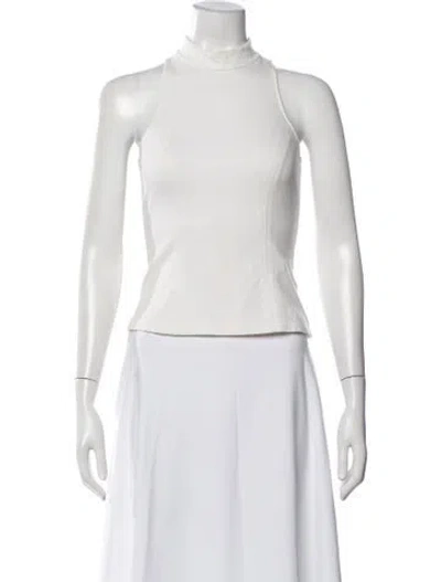 Pre-owned Bardot Mock Neck Sleeveless Top In White