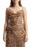 Bardot Monroe Cowl Neck Camisole In Brown Leopard