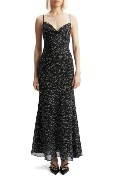Bardot Monroe Cowl Neck Maxi Dress In Black Spot
