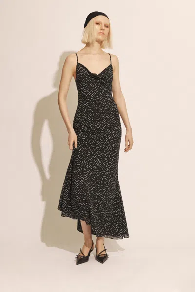 Bardot Monroe Cowl Neck Maxi Dress In Black Spot