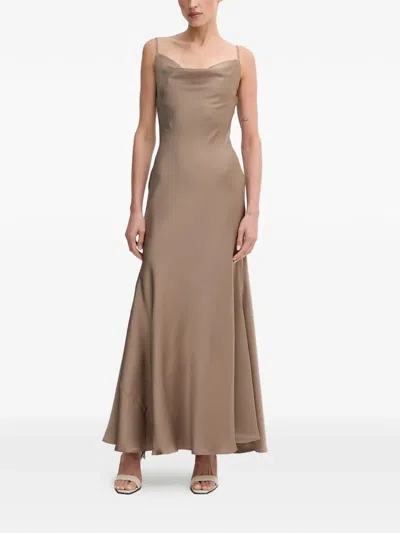 Bardot Monroe Cowl-neck Maxi Dress In Brown