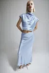 Bardot Monroe Satin Maxi Skirt In Soft Blue