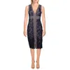 Bardot Morgan Womens Lace V-neck Sheath Dress In Blue