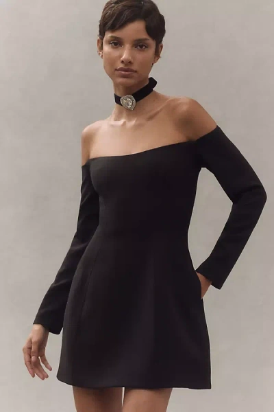 Bardot Nadene Off-the-shoulder Hourglass Mini Dress In Black