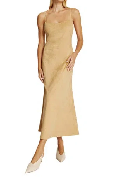 Bardot Nadira Faux Suede Midi Dress In Soft Camel
