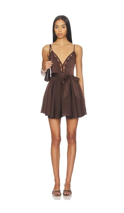 Bardot Natalia Lace Trim Mini Dress In Brown