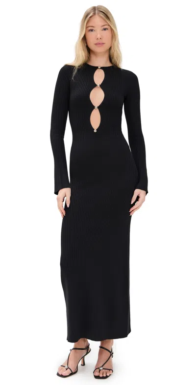 Bardot Nautico Cut-out Ribbed Maxi Dress In Black