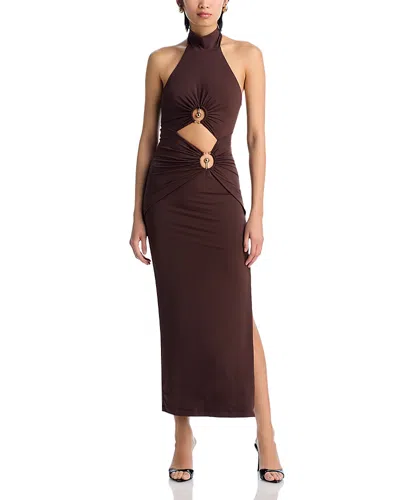 Bardot Neve Collar Maxi Dress In Chocolate