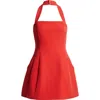 Bardot Nevelle Hourglass Halter Minidress In Flame Red