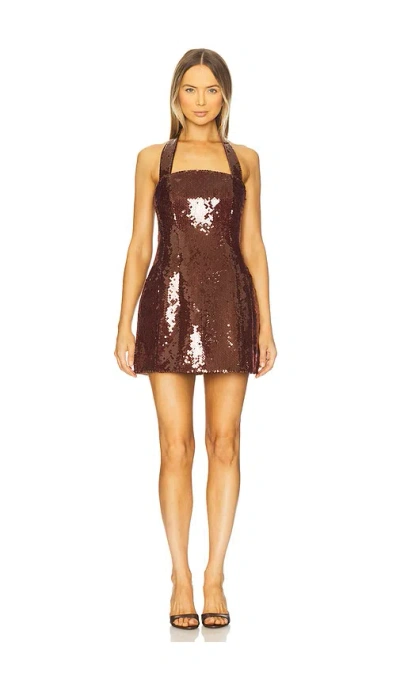 Bardot Nevelle Sequin Halter Dress In Brown