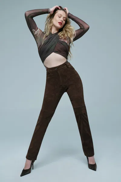 Bardot Nia Vegan Suede Pant In Brown