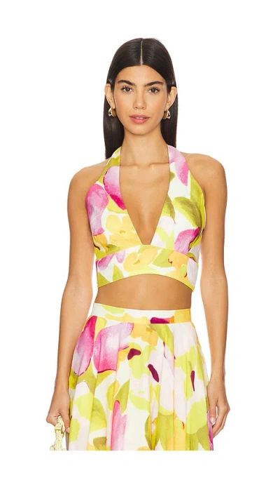Bardot Nicolette Floral Halter Crop Top In Wall Floral