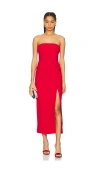 Bardot Nikki Strapless Midi Dress In Red