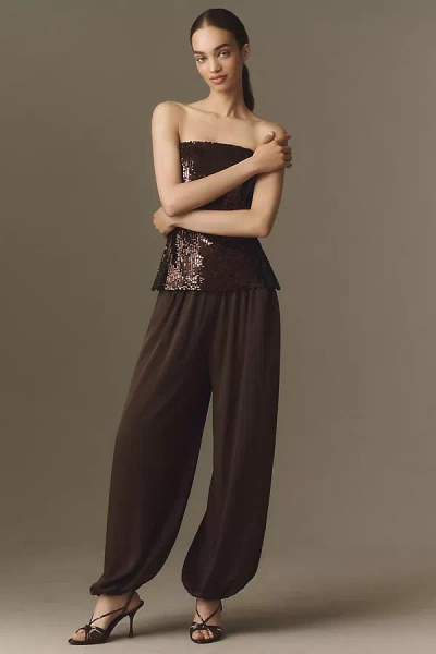 Bardot Nikola Satin Balloon Pants In Brown