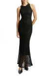 Bardot Noella Floral Mesh Midi Dress In Black