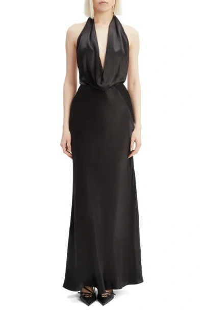 Bardot Nola Halter Neck Satin Dress In Black
