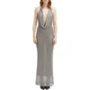 Bardot Nola Metallic Knit Halter Maxi Dress In Gray