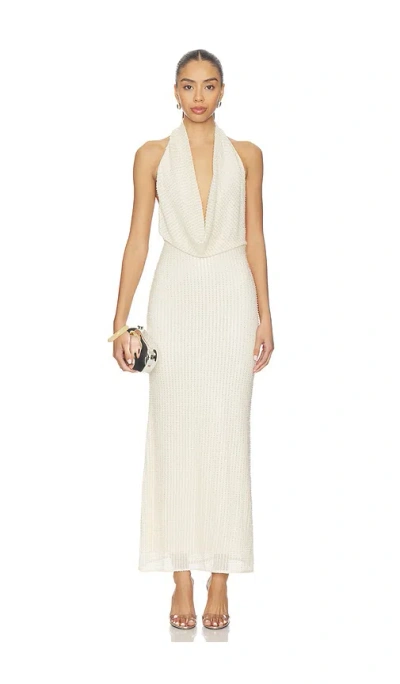 Bardot Nola Sequin Cowl Maxi Dress In White