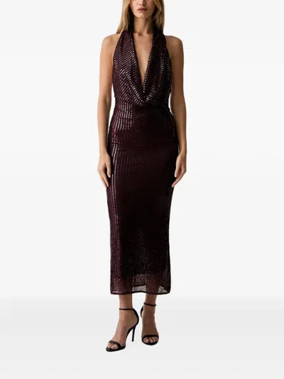 Bardot Nola Sequin-embellished Halterneck Midi Dress In Purple