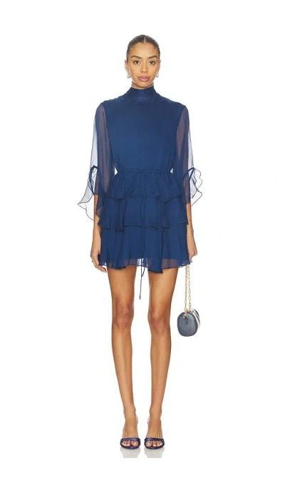 Bardot Norah Ruffle Mini Dress In Blue