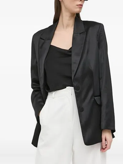 Bardot Nyah Satin-lapel Blazer In Black