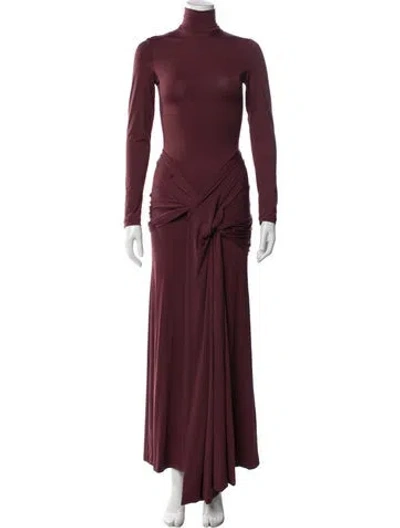 Pre-owned Bardot Nylon Long Dress In Burgundy