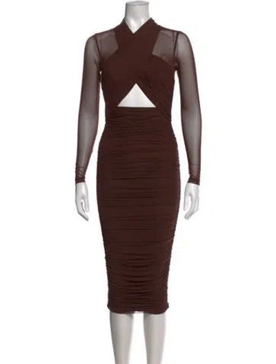 Pre-owned Bardot Nylon Midi Length Dress W/ Tags In Brown