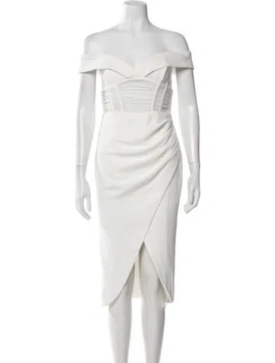 Pre-owned Bardot Nylon Midi Length Dress W/ Tags In White