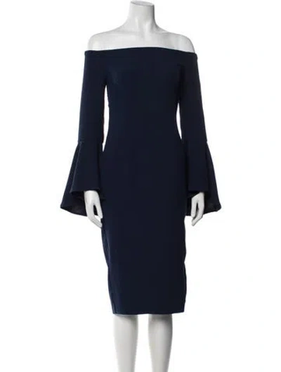 Pre-owned Bardot Off-the-shoulder Knee-length Dress In Blue