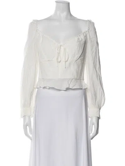 Pre-owned Bardot Off-the-shoulder Long Sleeve Top In Neutral
