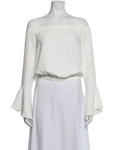 Pre-owned Bardot Off-the-shoulder Long Sleeve Top In White
