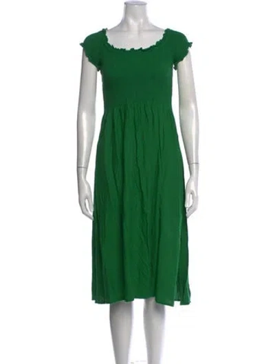 Pre-owned Bardot Off-the-shoulder Midi Length Dress In Green