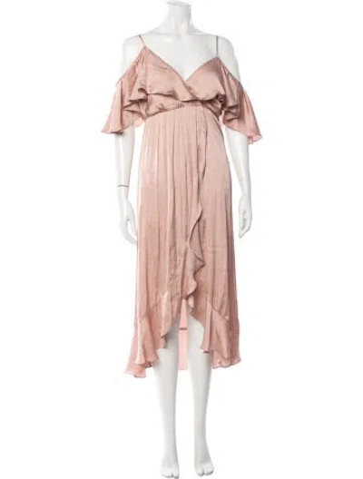 Pre-owned Bardot Off-the-shoulder Midi Length Dress In Neutrals
