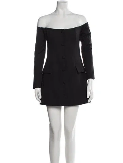 Pre-owned Bardot Off-the-shoulder Mini Dress In Black