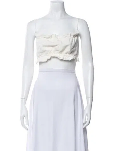 Pre-owned Bardot Off-the-shoulder Sleeveless Crop Top In White