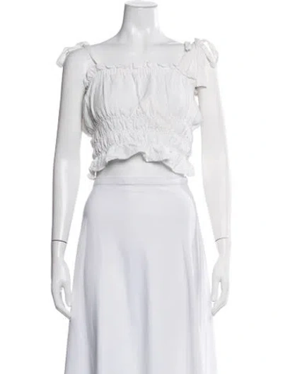 Pre-owned Bardot Off-the-shoulder Sleeveless Crop Top In White