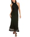 Bardot Ola Stretch Lace Halter Maxi Dress In Black
