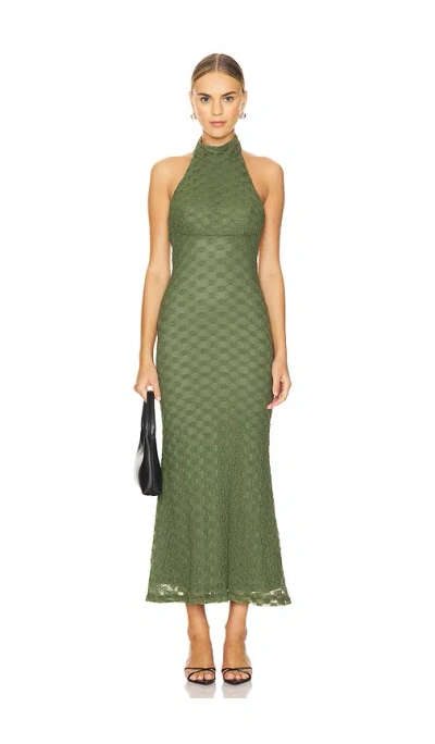 Bardot Ola Lace Midi Dress In Olive