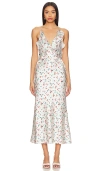 Bardot Olea Ruffle Maxi Dress In Ivory Ditsy Floral