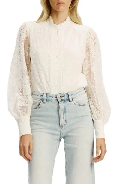 Bardot Olessia Lace Long Sleeve Bodysuit In White