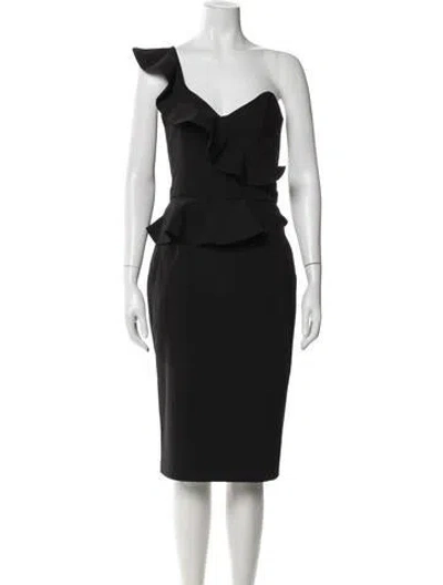 Pre-owned Bardot One-shoulder Knee-length Dress In Black
