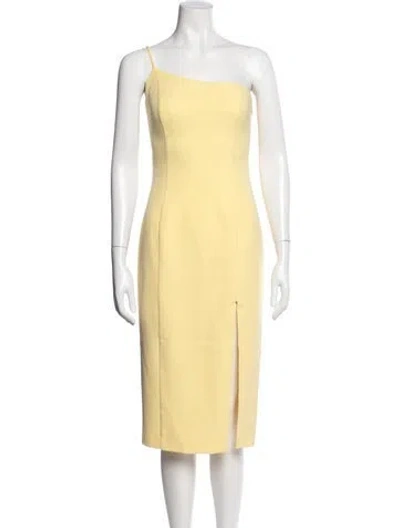 Pre-owned Bardot One-shoulder Knee-length Dress In Yellow