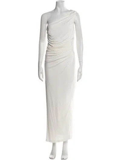 Pre-owned Bardot One-shoulder Long Dress In White