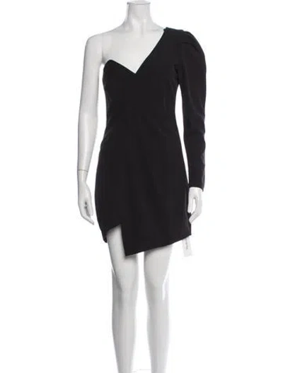 Pre-owned Bardot One-shoulder Mini Dress In Black