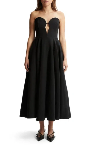 Bardot Opal Volume Midi Dress In Black