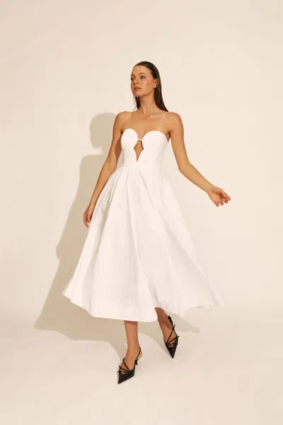 Bardot Opal Volume Poplin Midi Dress In Orchid Wht