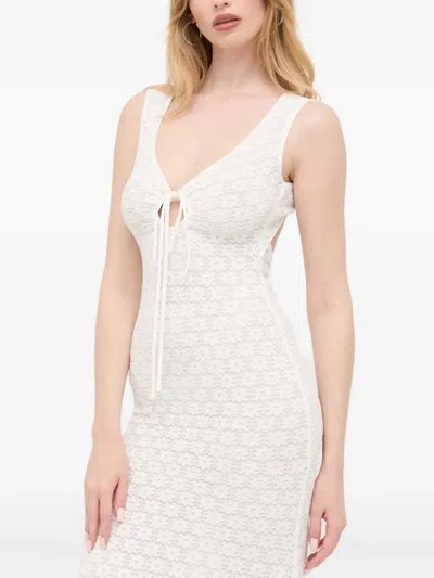 Bardot Open-back Midi Dress In White